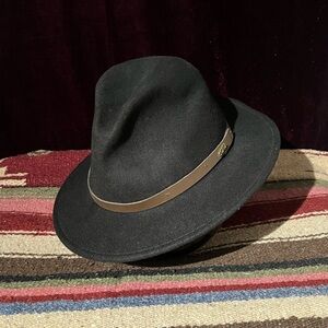 Scala Classic Four Seasons 100% Wool Felt Fedora Black Hat Men's Large